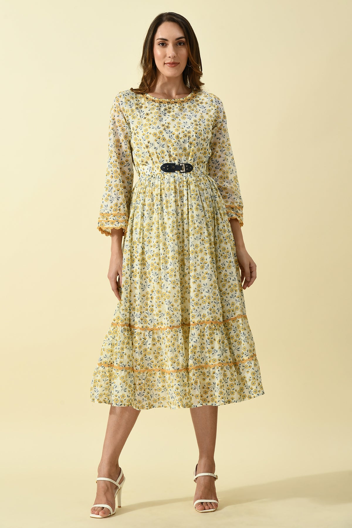 Cream Printed Dress