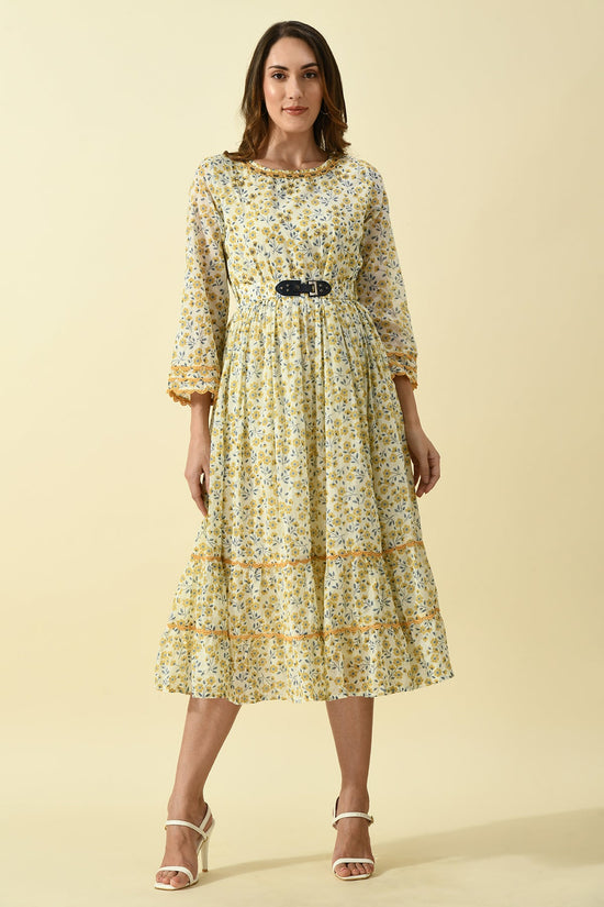 Cream Printed Dress