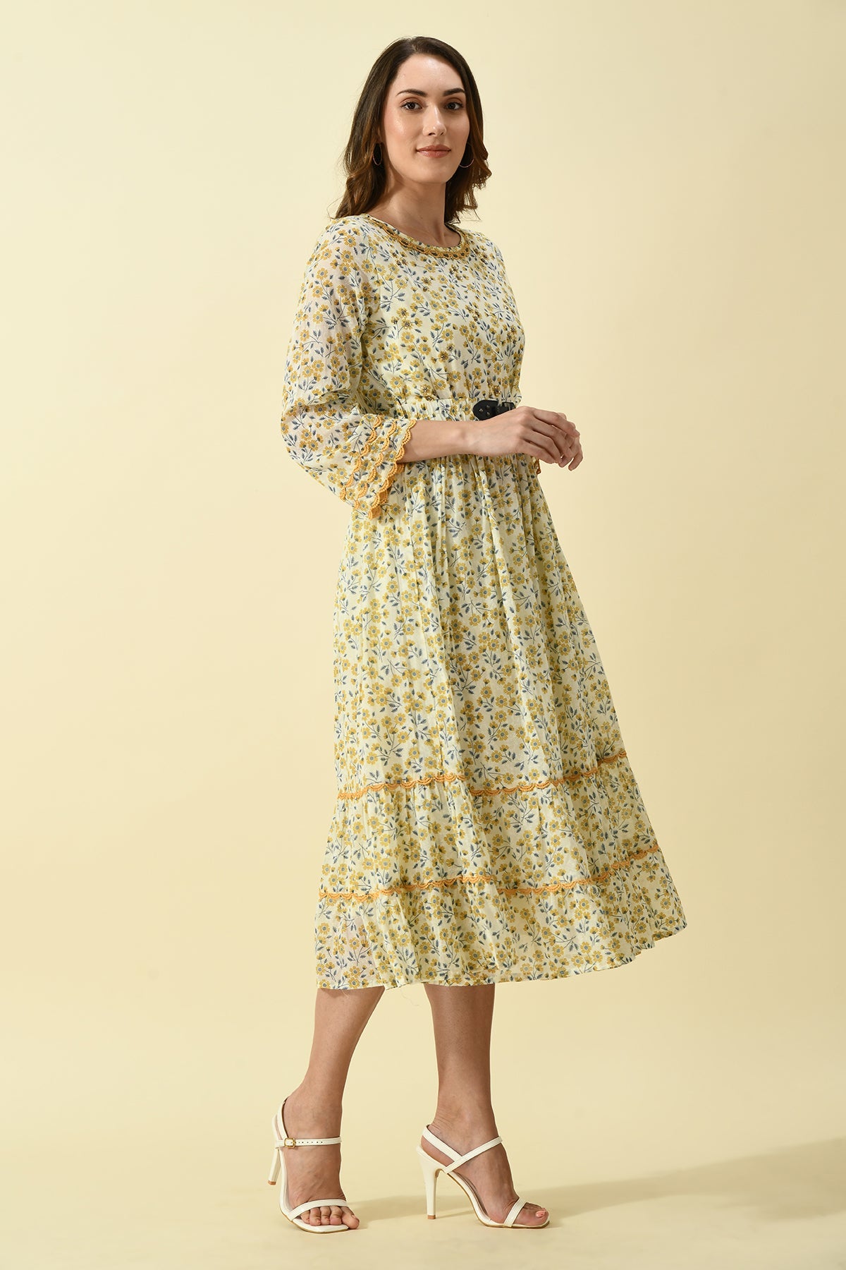 Cream Printed Dress