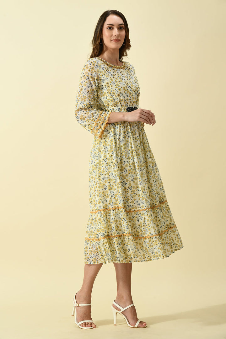 Cream Printed Dress