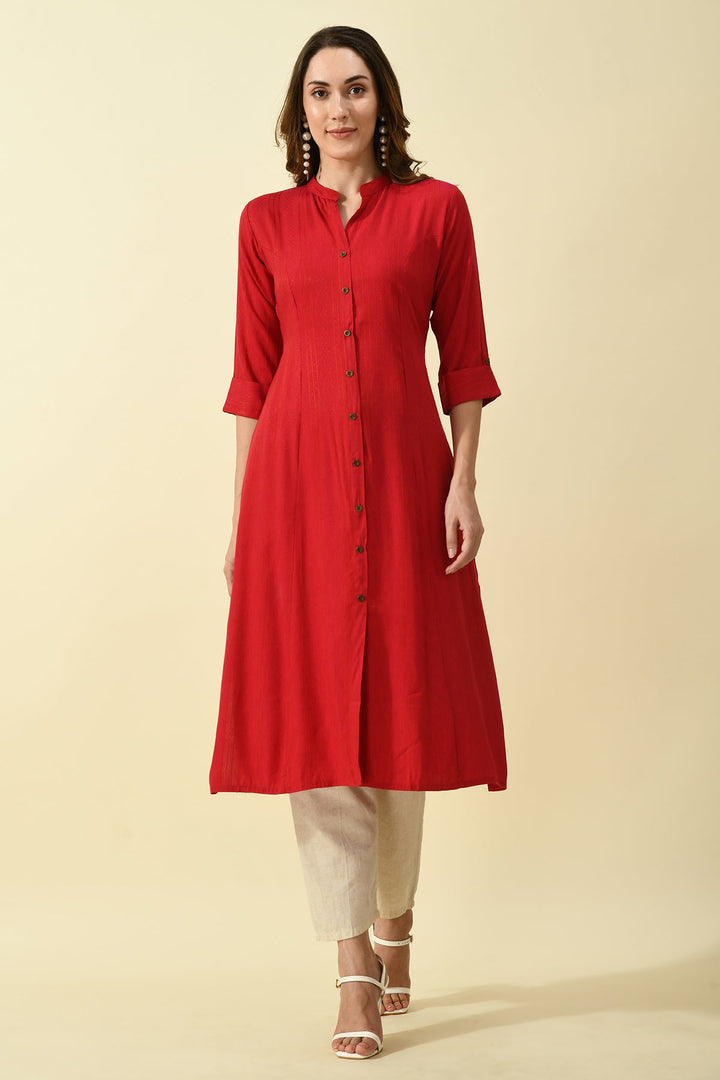 Magenta Self Kurta