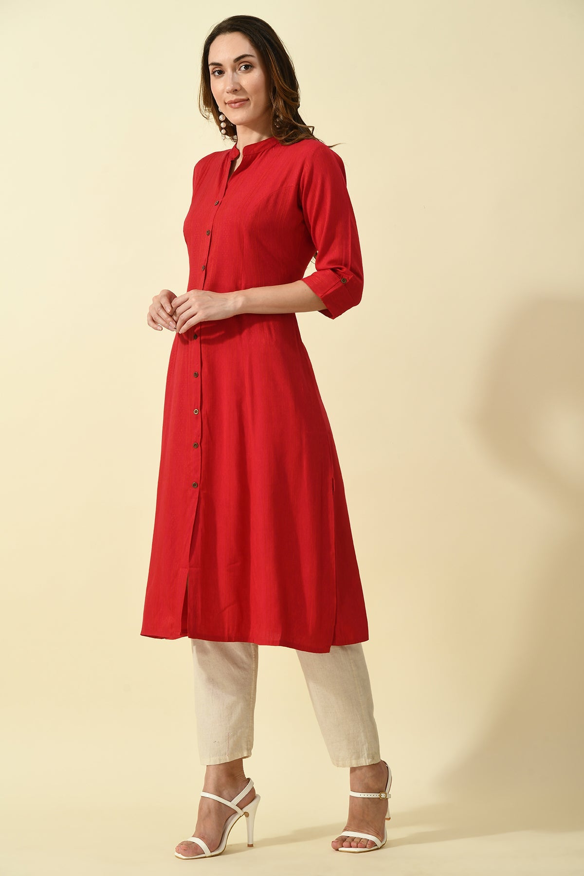 Magenta Self Kurta