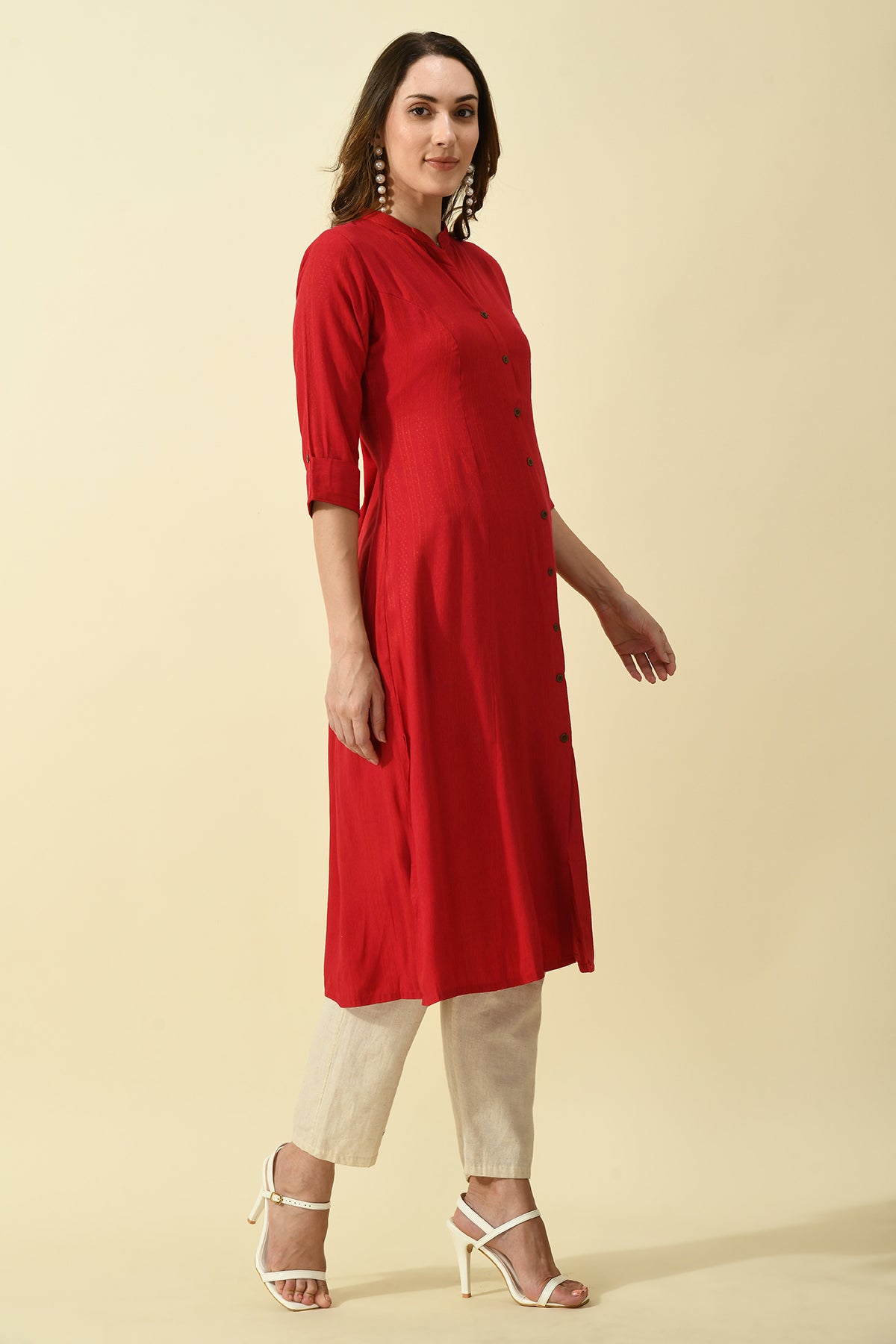 Magenta Self Kurta