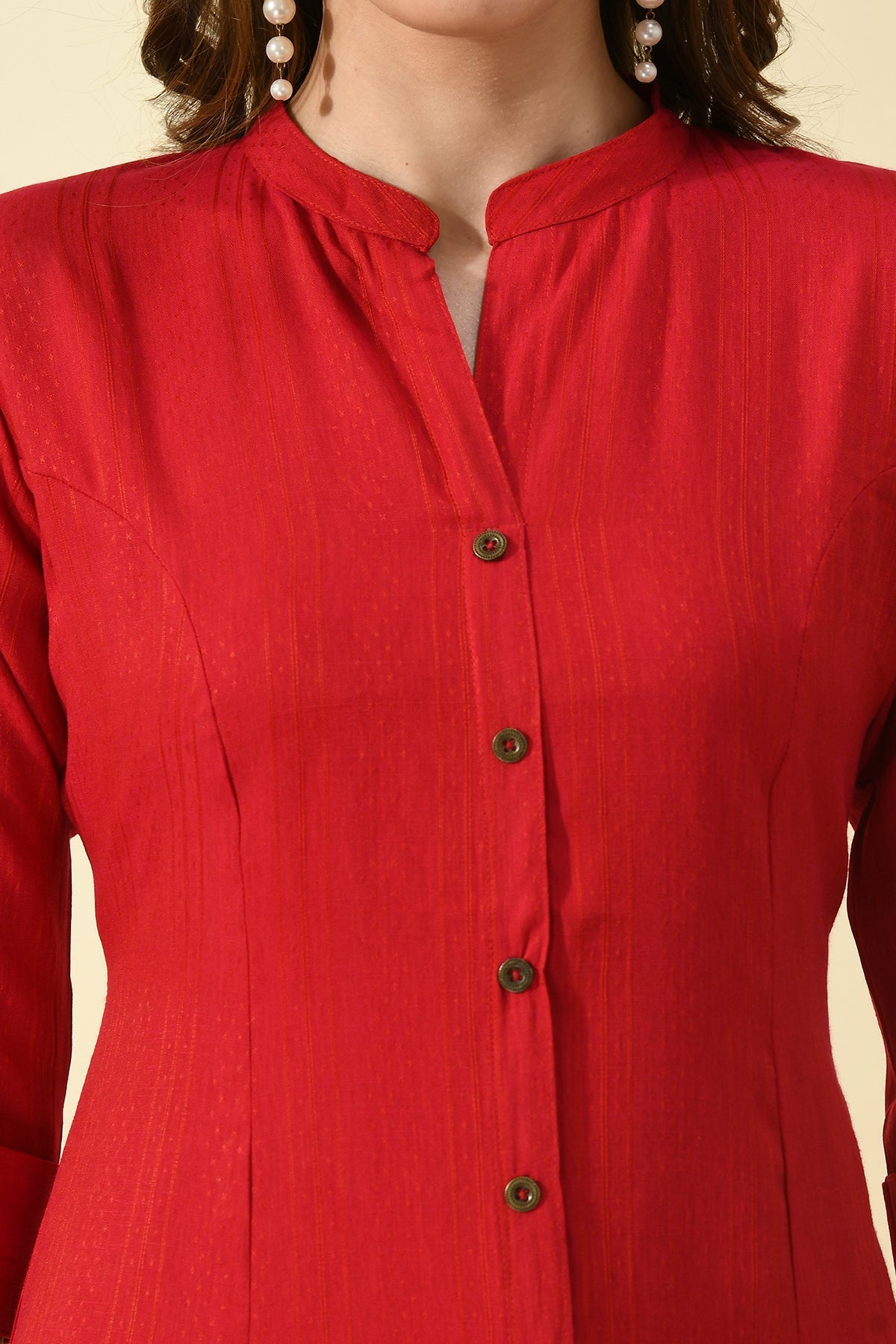 Magenta Self Kurta