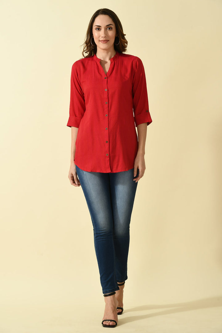 Magenta self design top