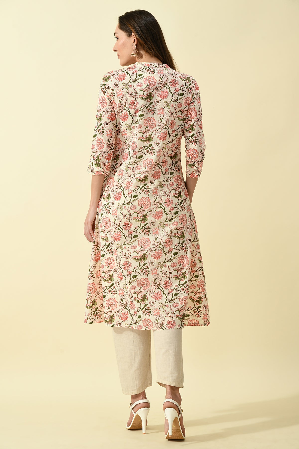 Cream Printed Kurta
