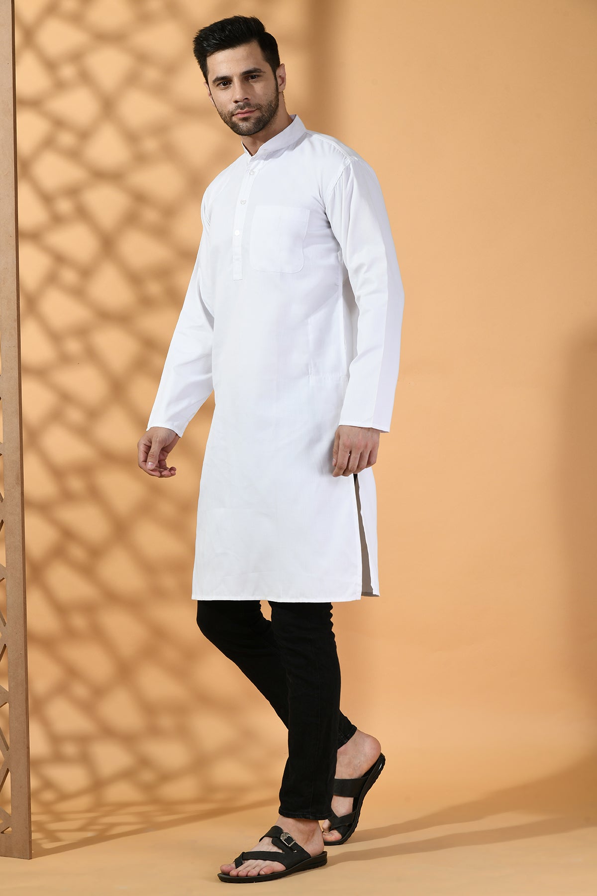 White Solid Lining Kurta