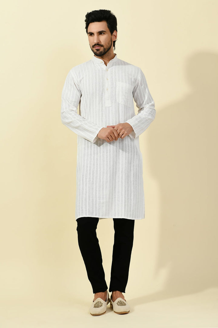 White Solid Lining Kurta