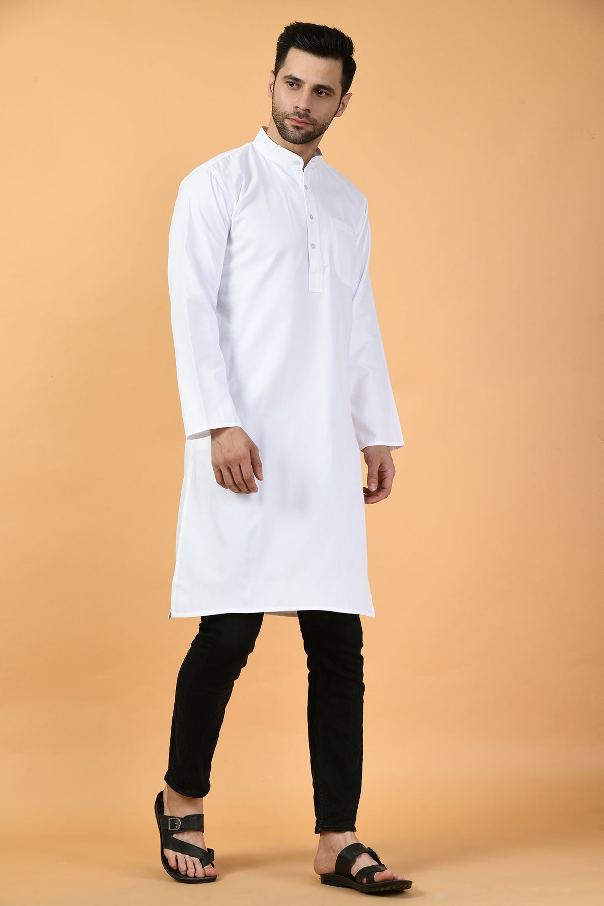 White Solid Kurta