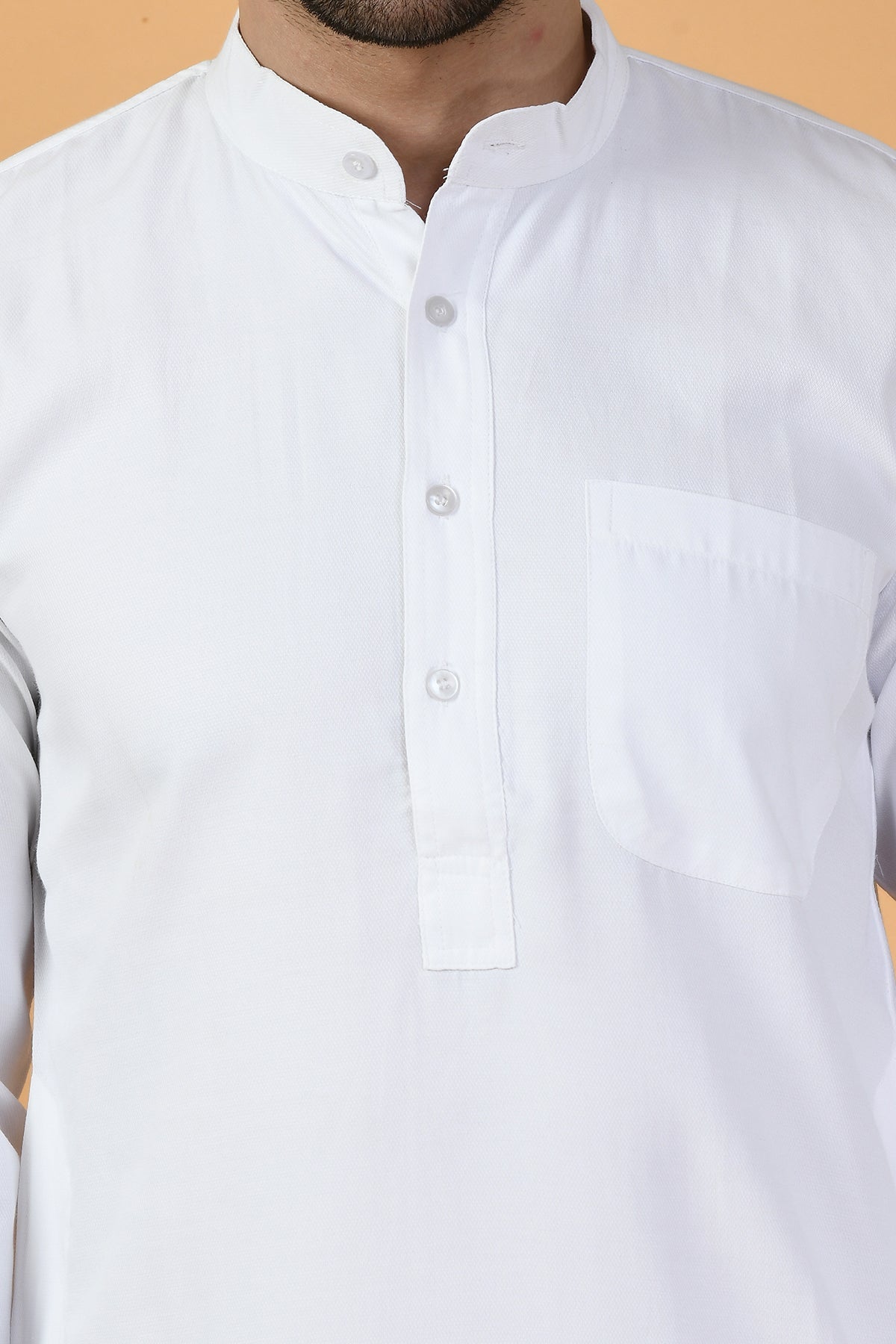 White Solid Kurta