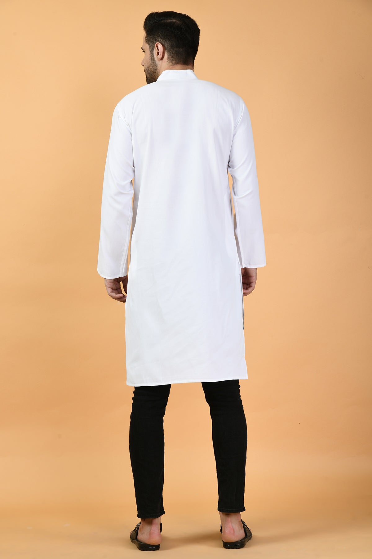 White Solid Kurta