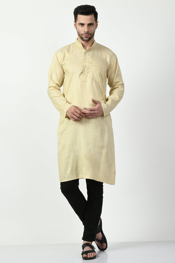 Beige Self Design Kurta