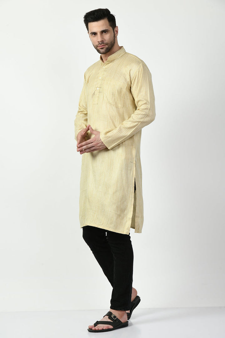 Beige Self Design Kurta