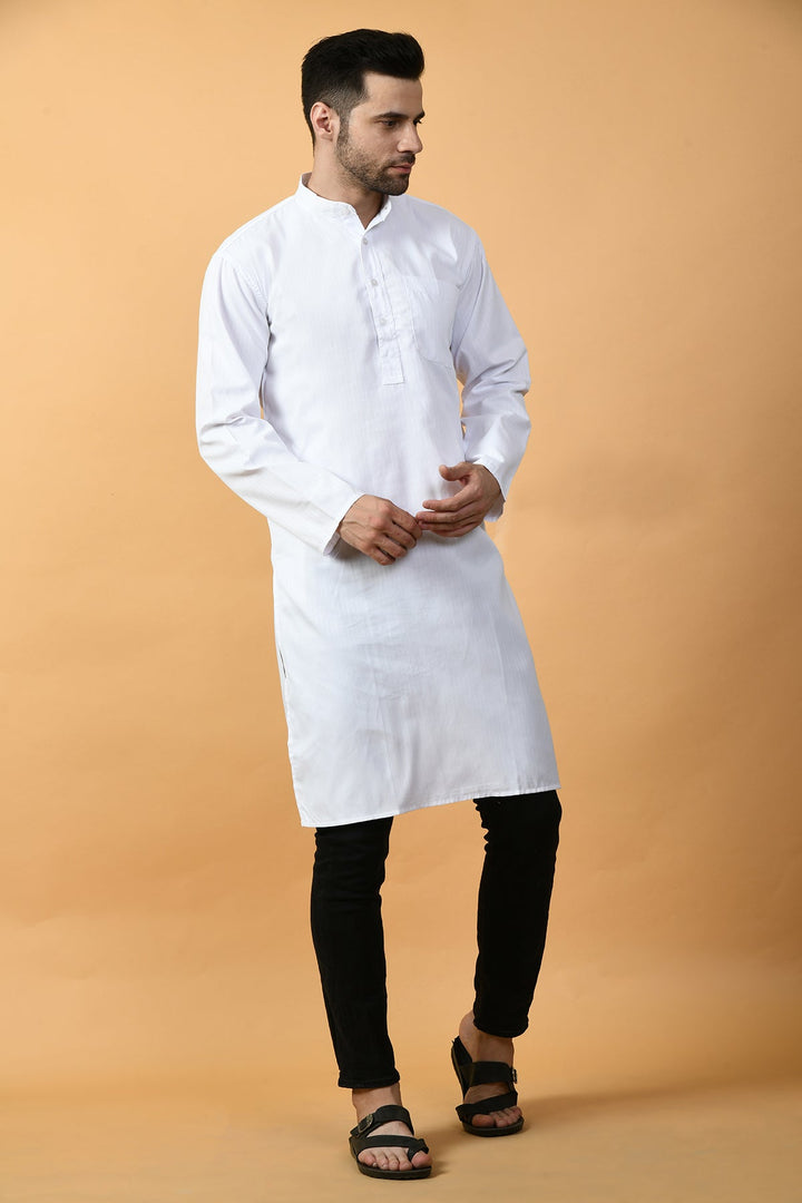 White Solid Lining Kurta