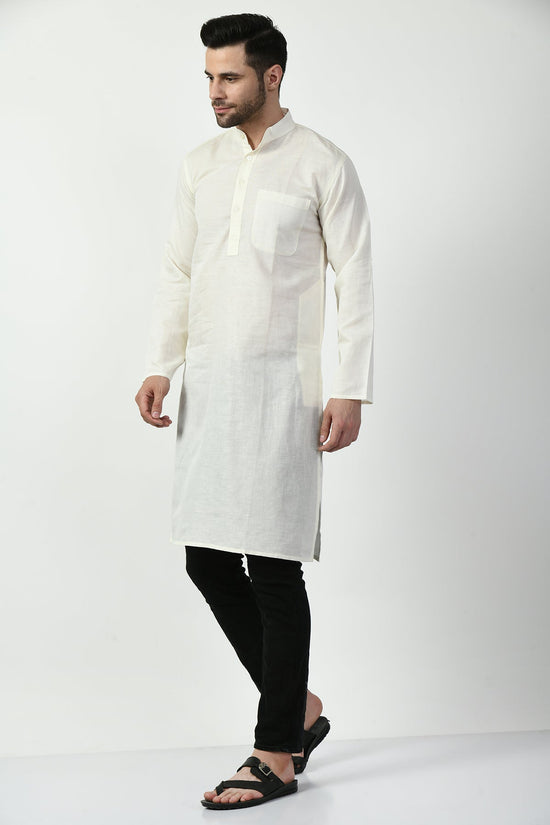 Cream Solid Kurta