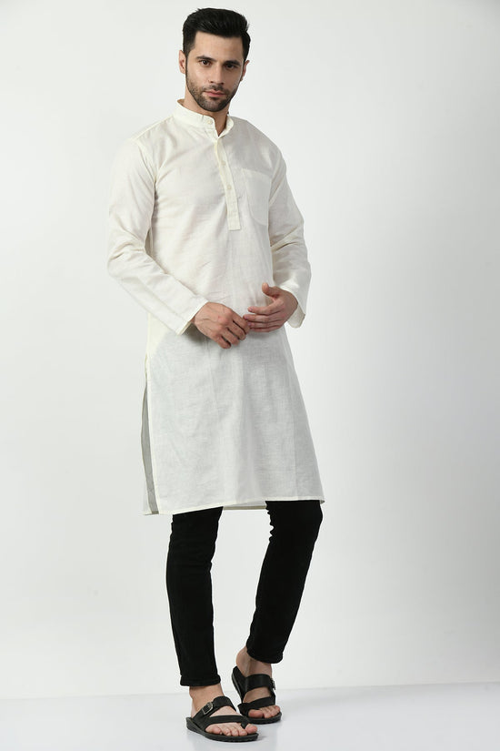 Cream Solid Kurta