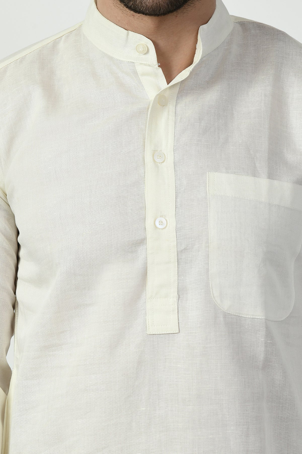 Cream Solid Kurta