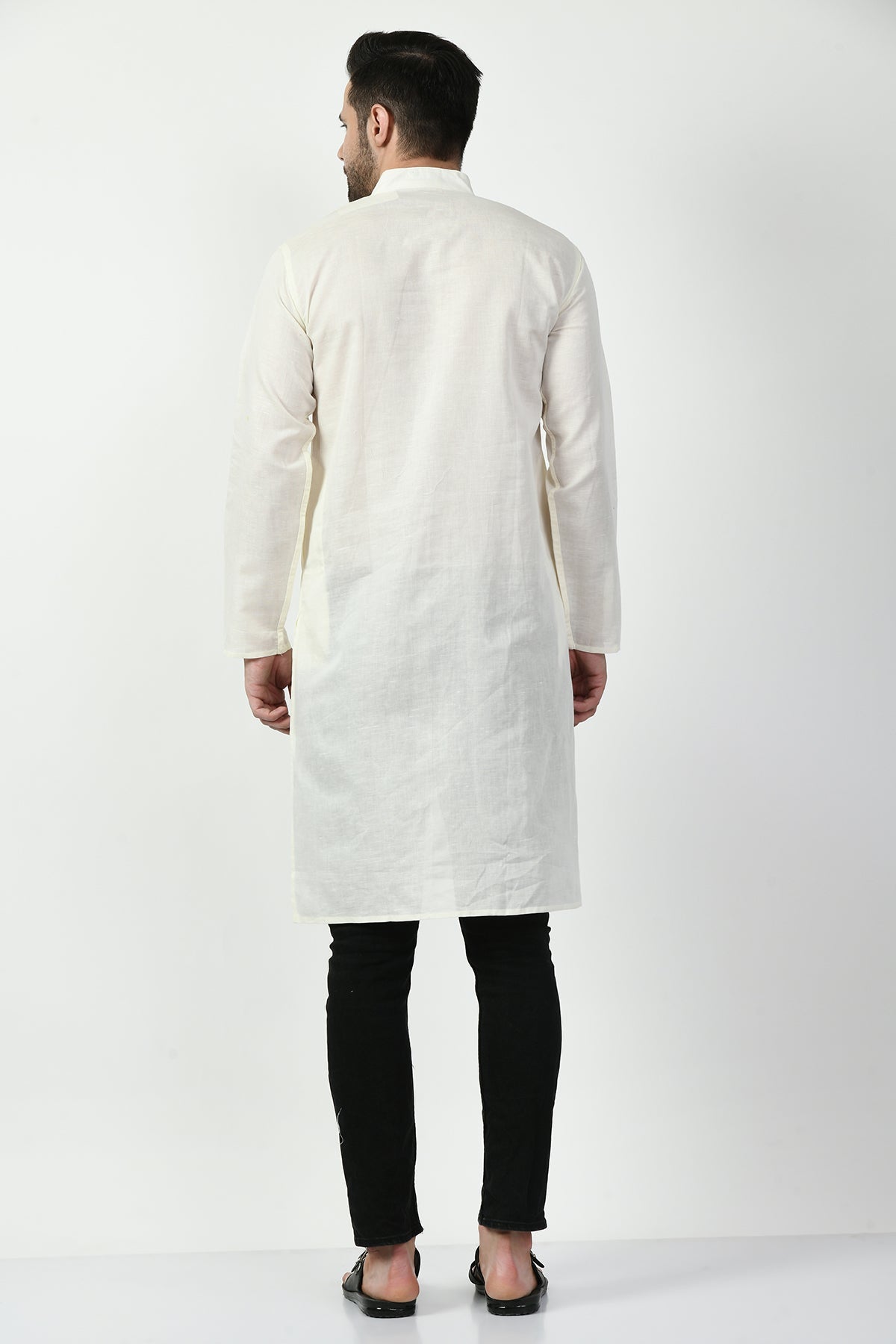 Cream Solid Kurta