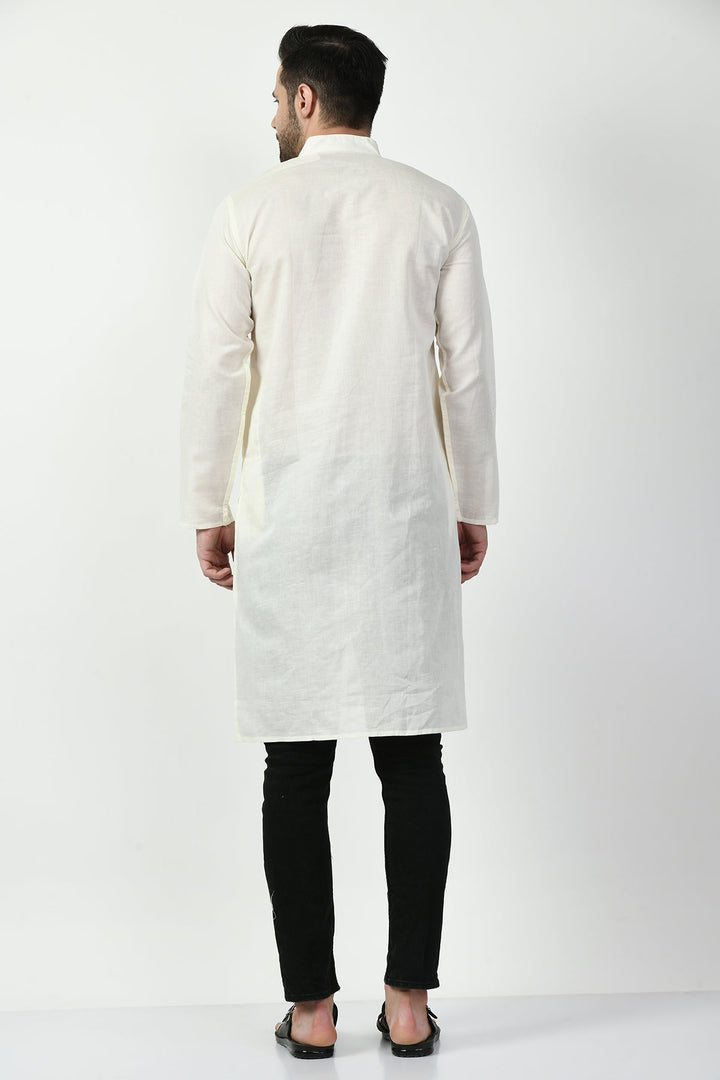 Cream Solid Kurta