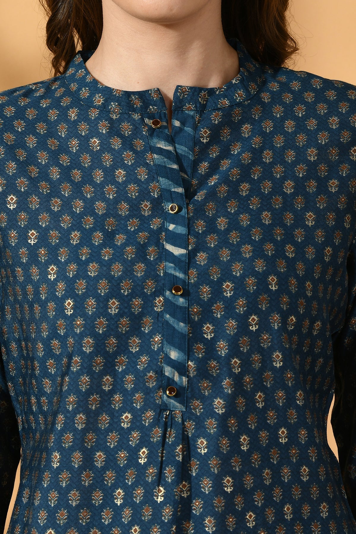 Blue Printed Straight Top
