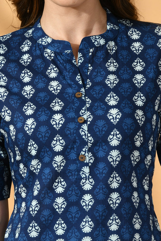 Blue Printed Straight Top