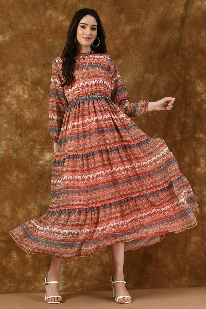 Multi Printed Gather Dress