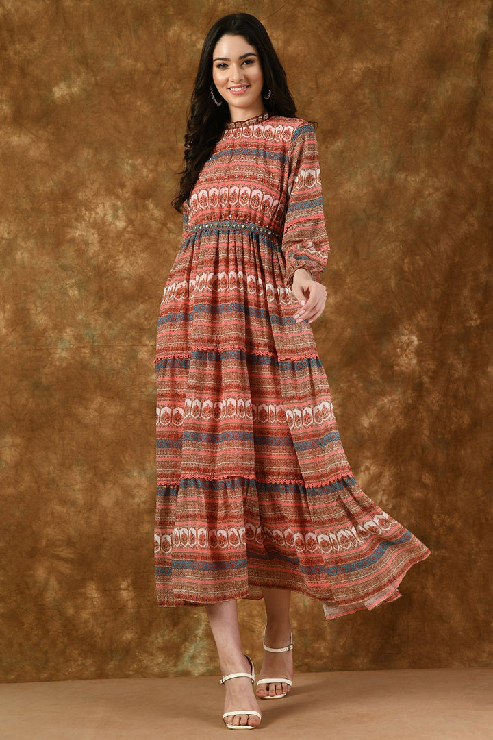 Multi Printed Gather Dress