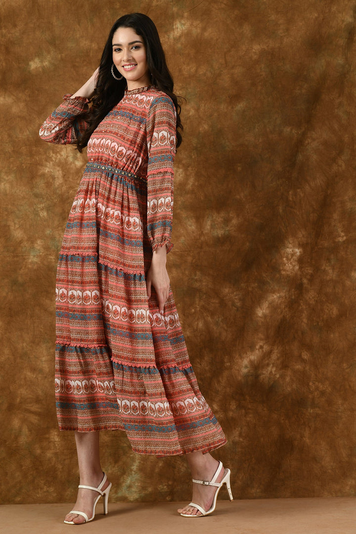 Multi Printed Gather Dress