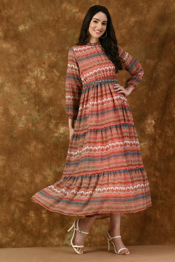 Multi Printed Gather Dress