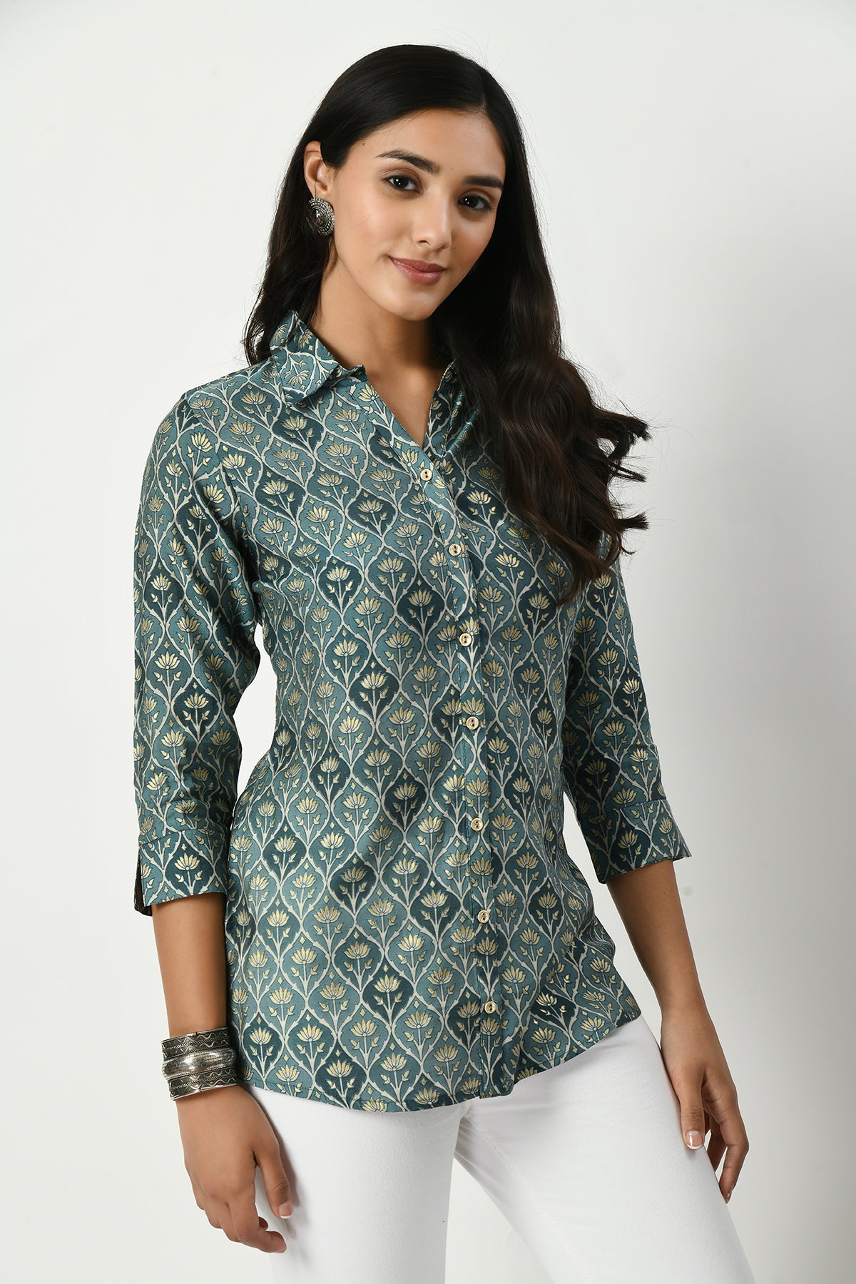 Green Floral Printed Top