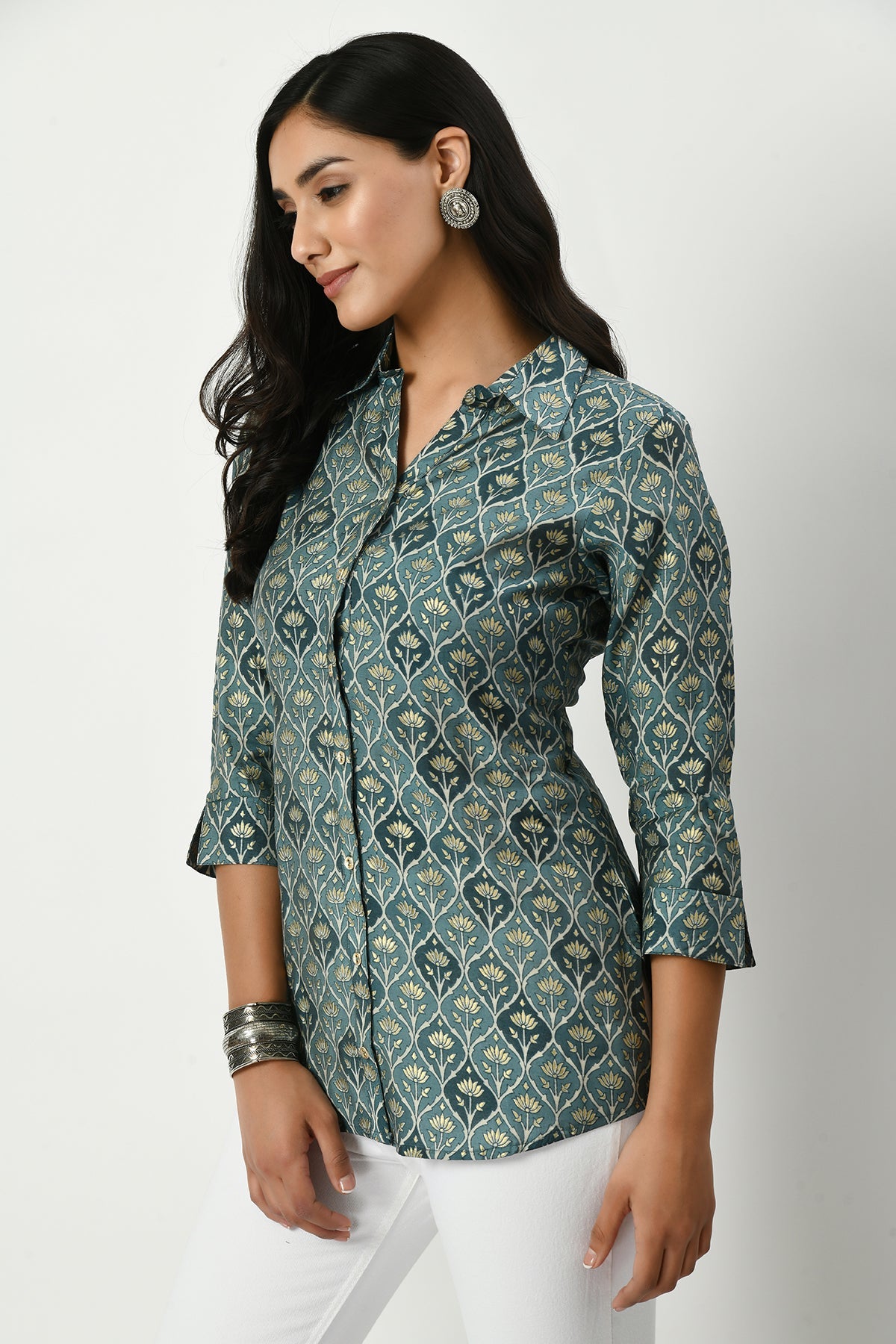 Green Floral Printed Top