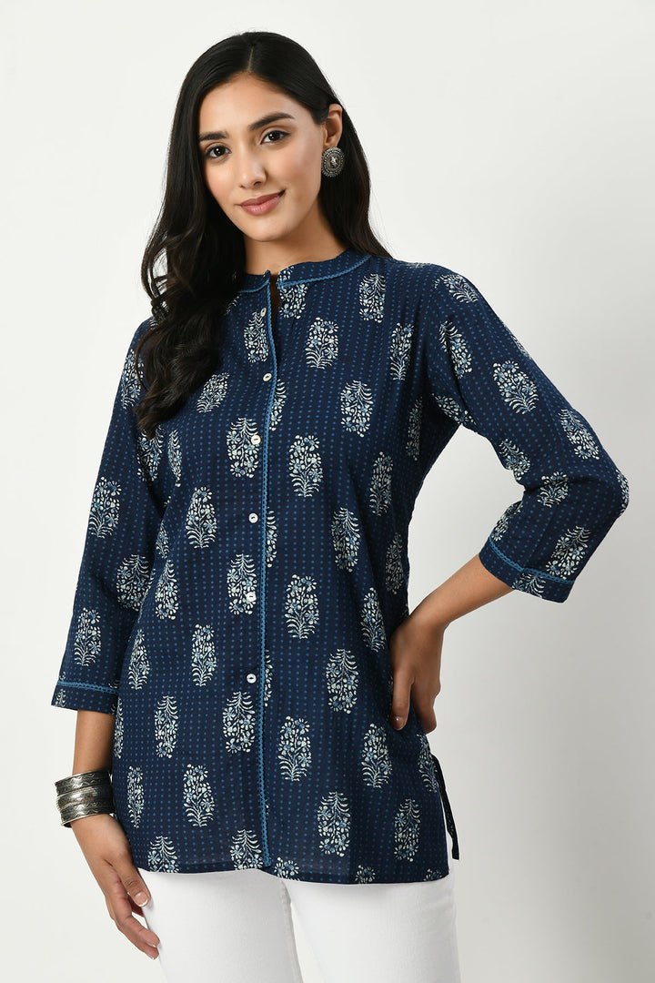 Blue Regular printed top