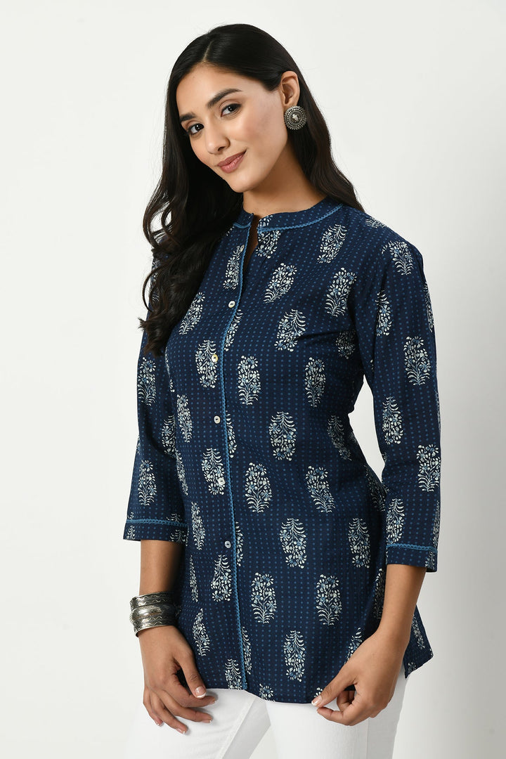 Blue Regular printed top
