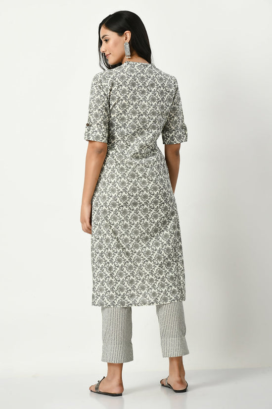 White Printed Kurta Set
