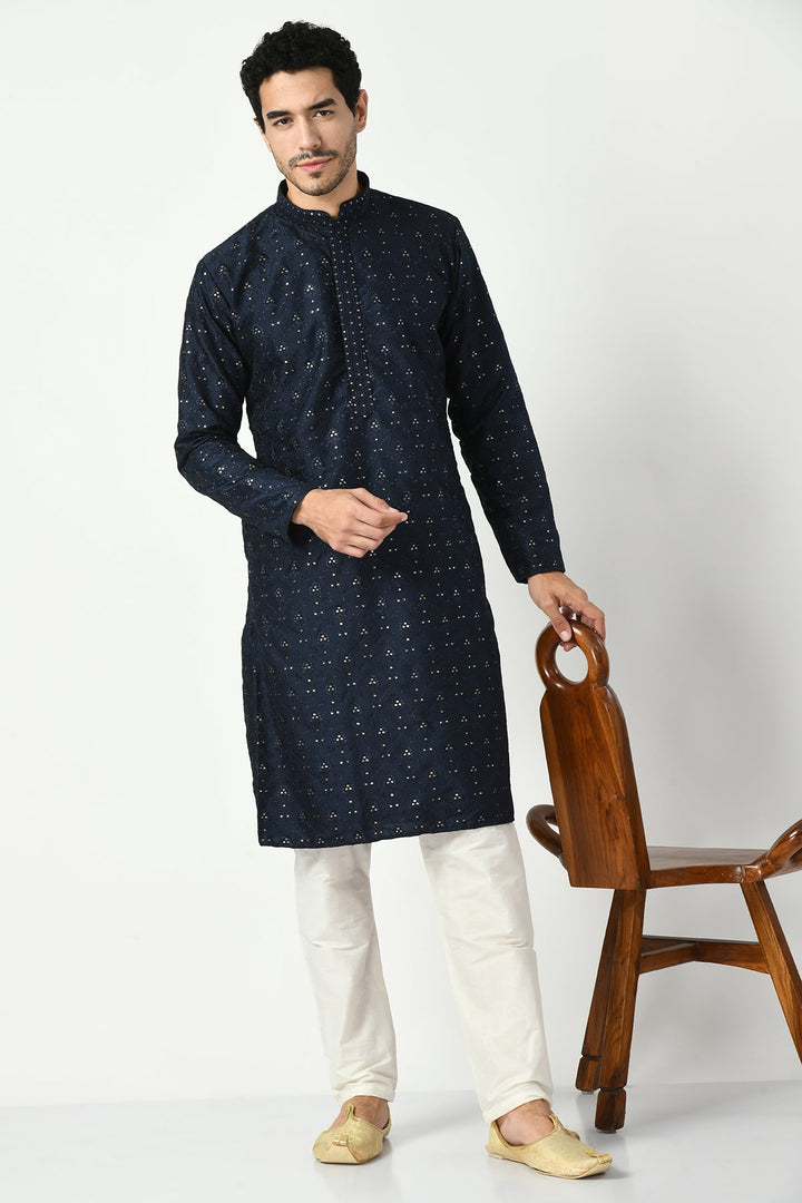 Blue Chikankari Straight Kurta Set