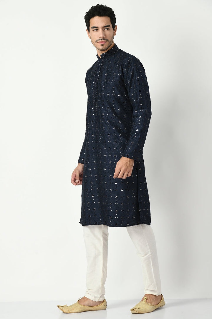 Blue Chikankari Straight Kurta Set
