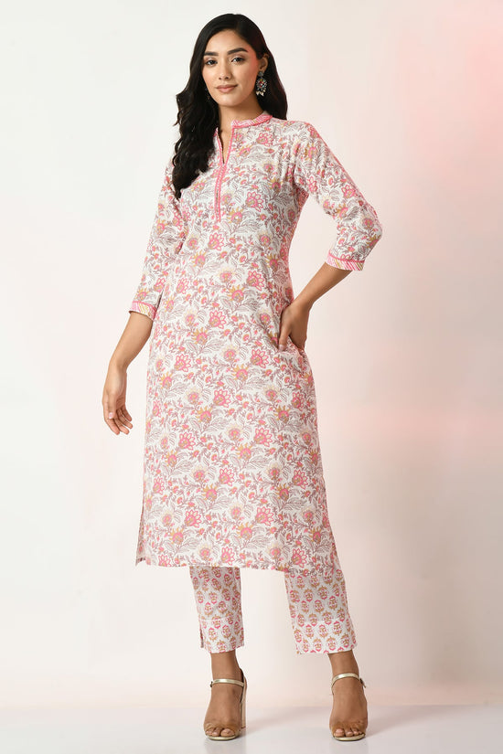 White Printed Kurta Set