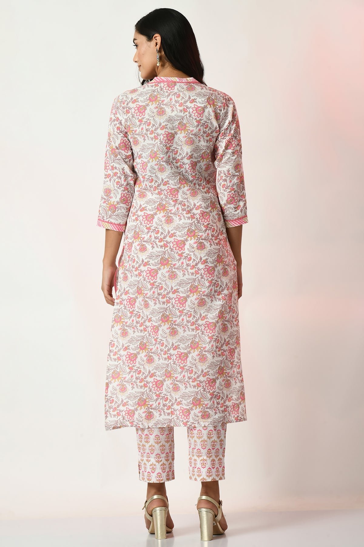 White Printed Kurta Set