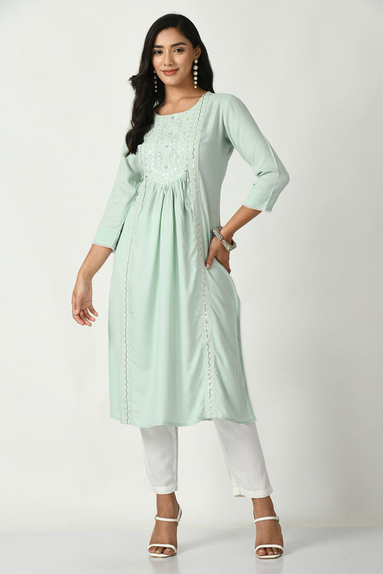 Green Yoke Embroidered Kurta