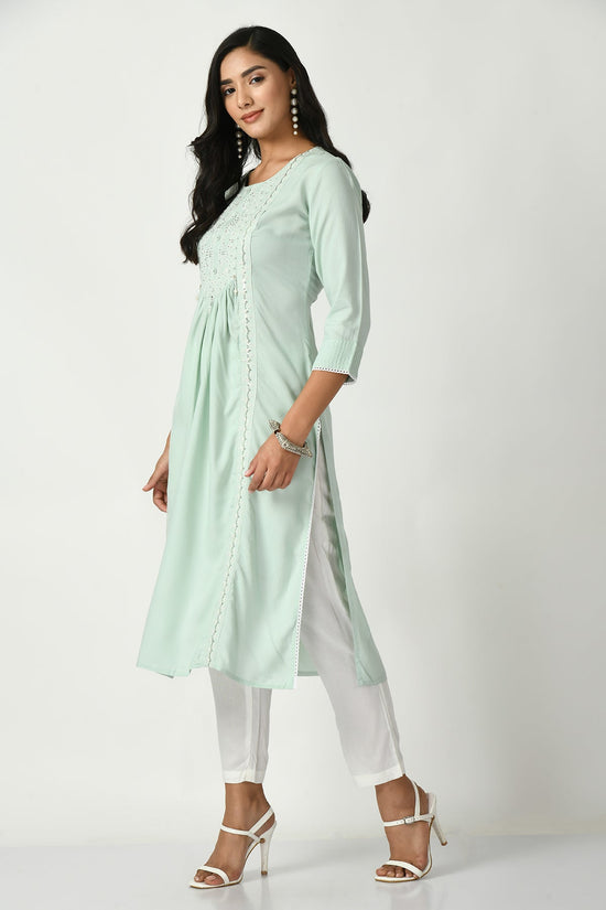 Green Yoke Embroidered Kurta