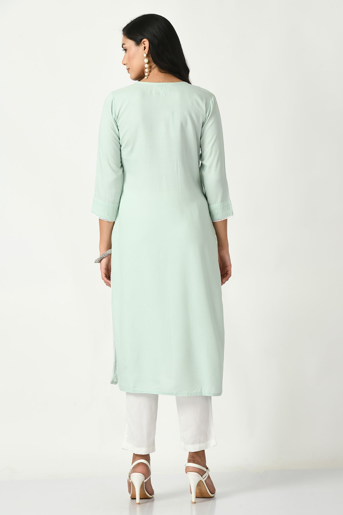 Green Yoke Embroidered Kurta