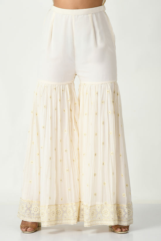 Cream Embroidered Kurta 3 Pcs Set