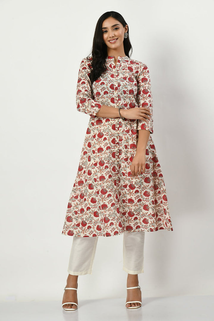 Cream Printed Kurta