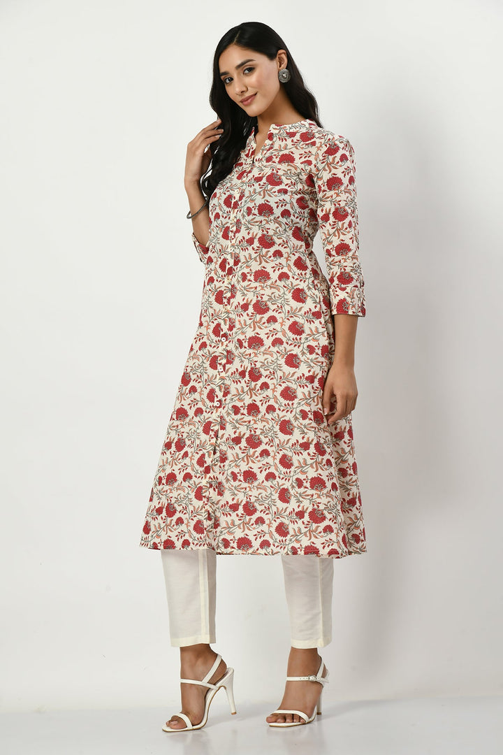 Cream Printed Kurta