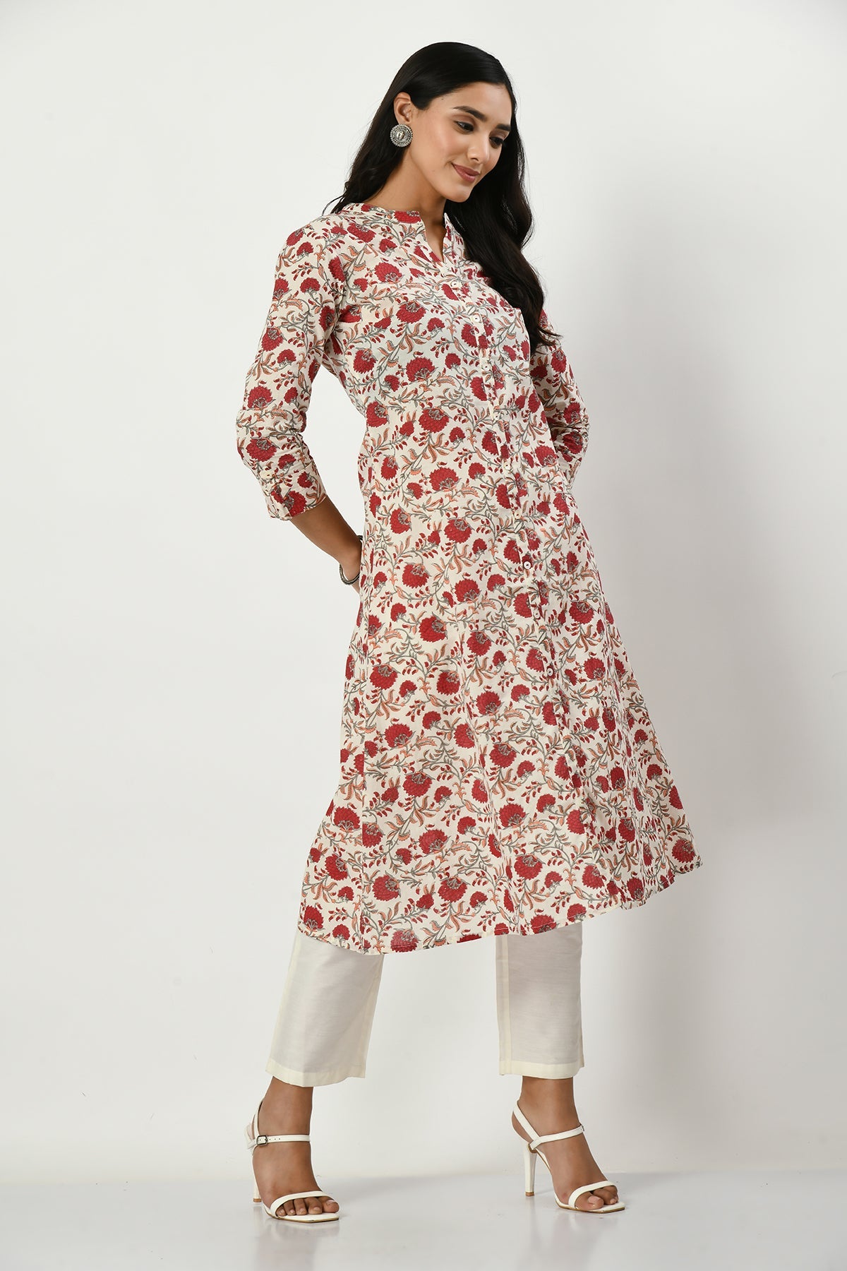 Cream Printed Kurta