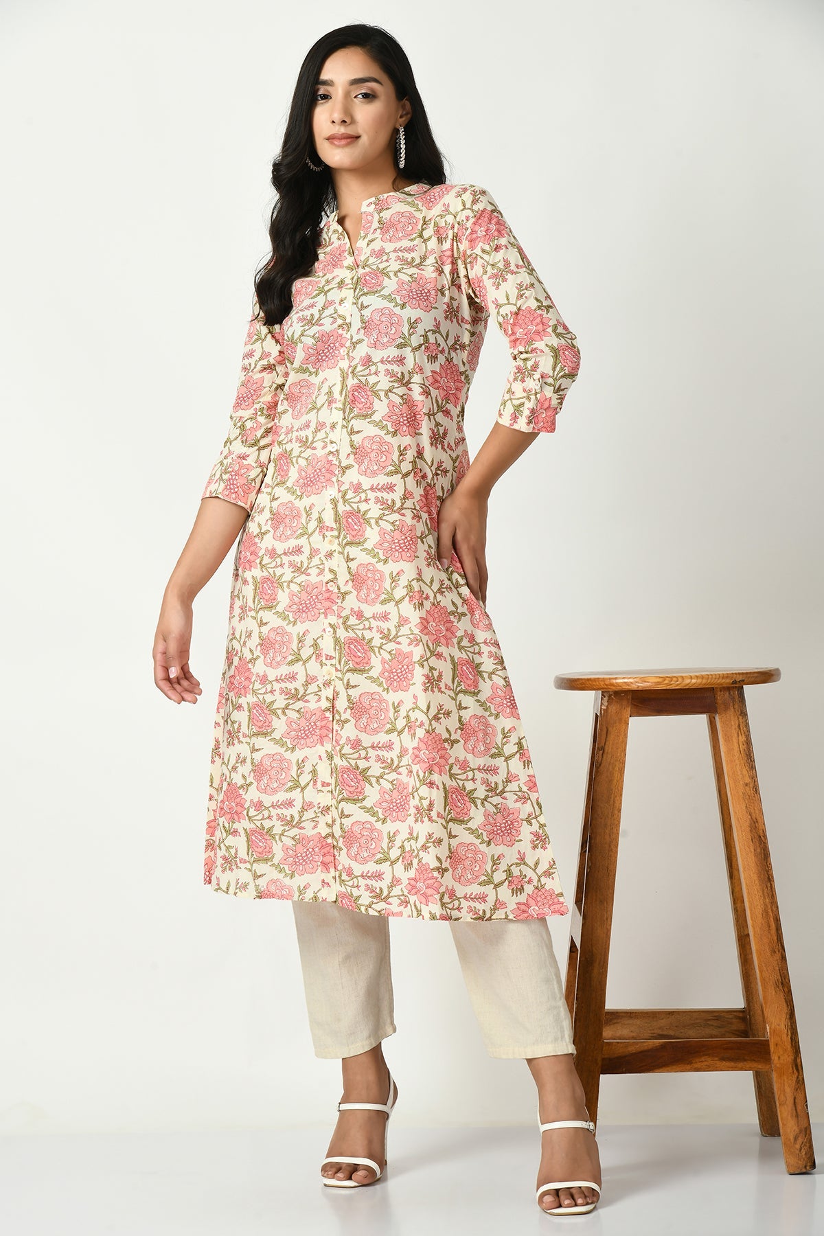 Cream Printed Kurta