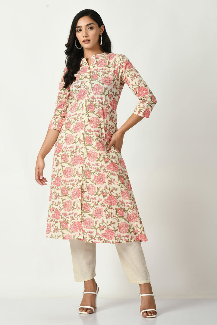 Cream Printed Kurta