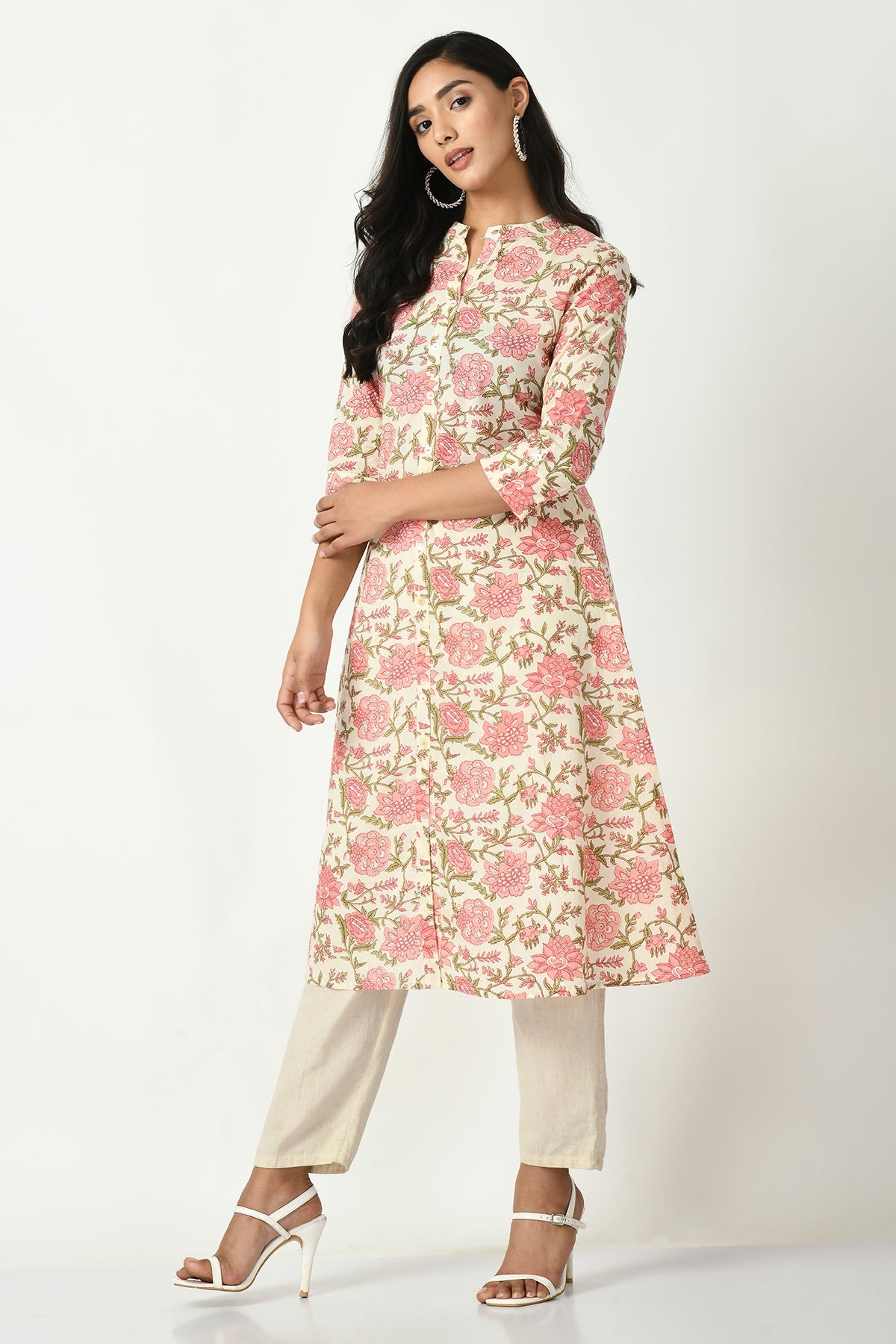 Cream Printed Kurta
