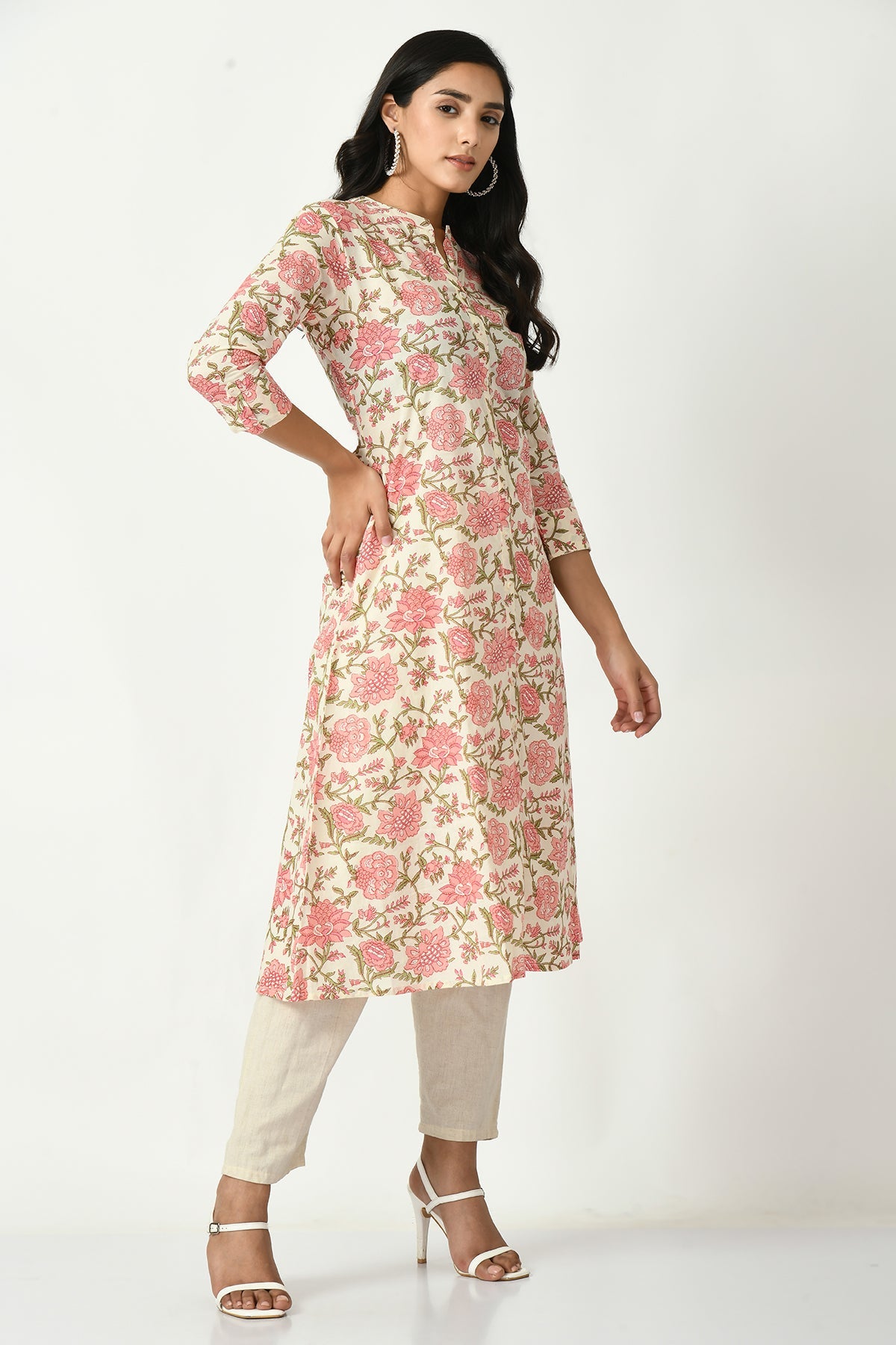 Cream Printed Kurta