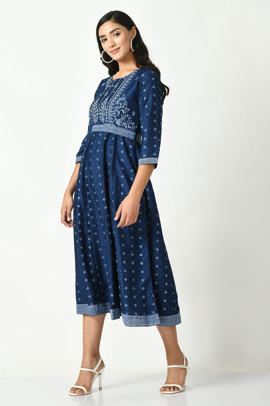 Blue Printed Embellished Kurta